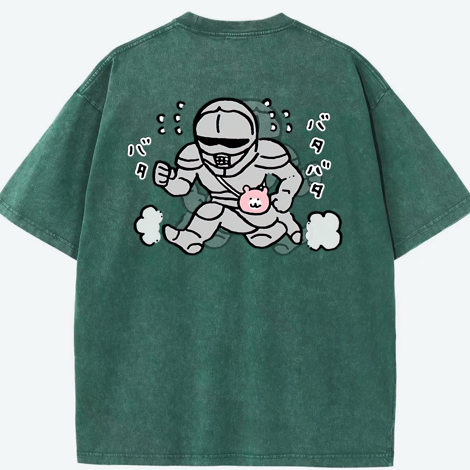 （画像用） ちいかわ 労働の鎧さん Chii-kawa Mr. Armor of Labor 綿100% ヴィンテージ風 半袖Tシャツ（背面プリント）